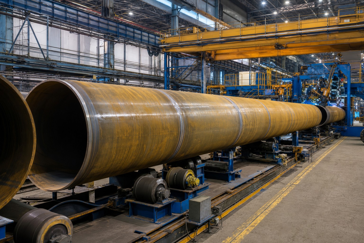 oil and gas pipeline steel pipe manufacturing - large diameter welded line pipe in production