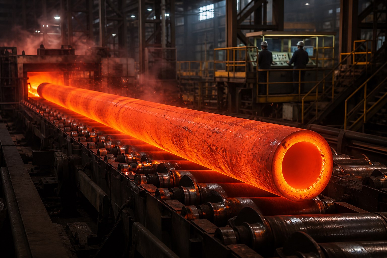 steel pipe wall thickness - seamless steel pipe production line rolling pipe in a mill