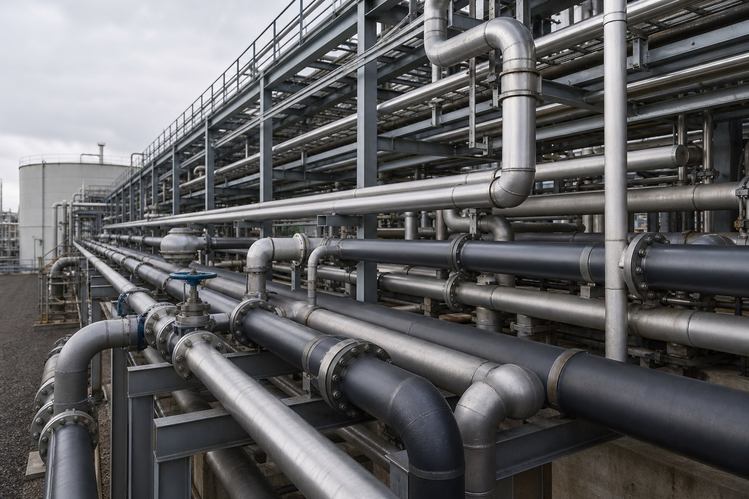 steel pipe schedule chart applications - process plant piping with steel pipes of different schedules