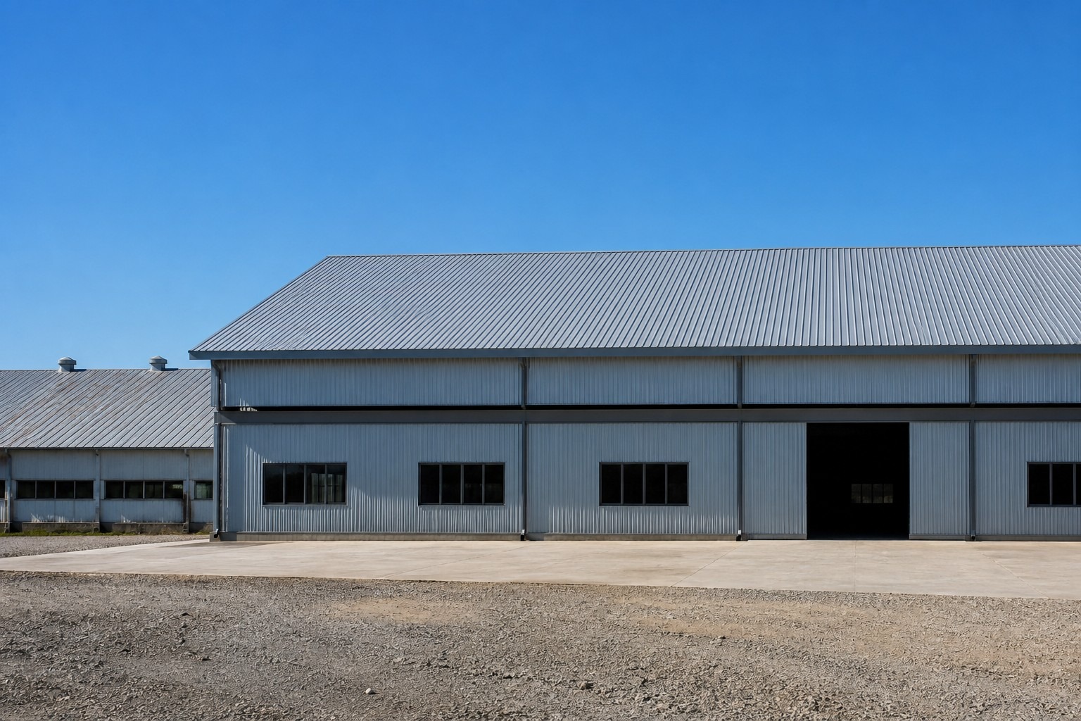 galvalume steel roofing panels on industrial building exterior