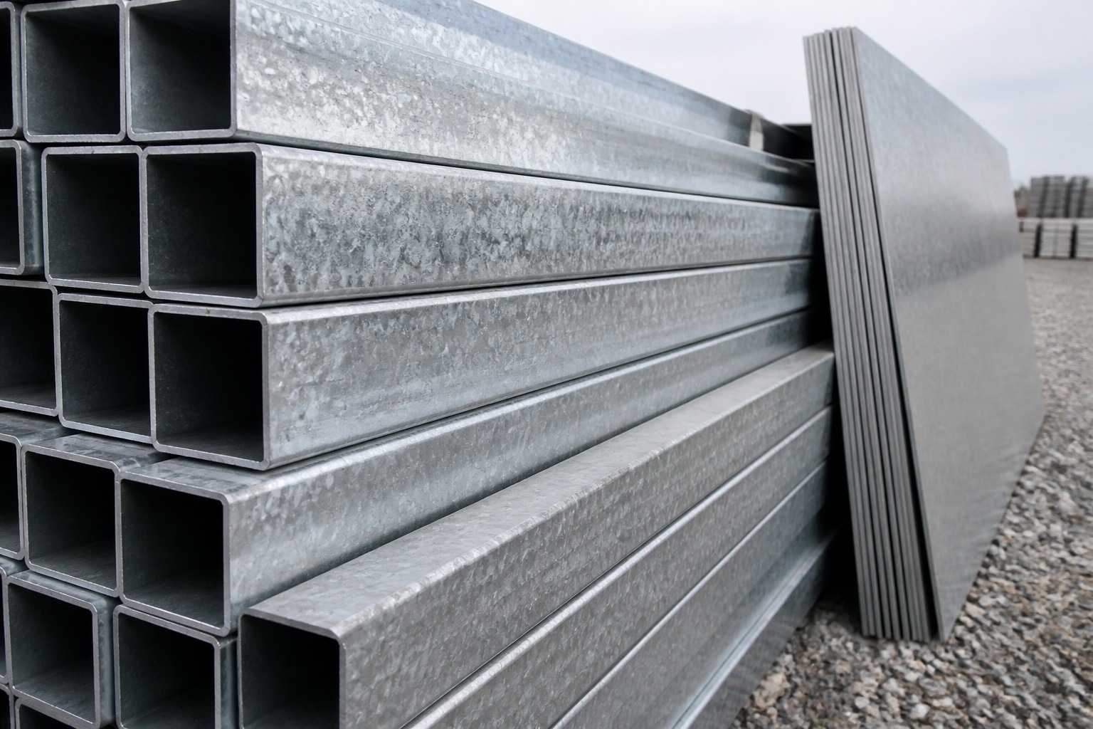 galvanized steel tube spangle zinc coating surface close up