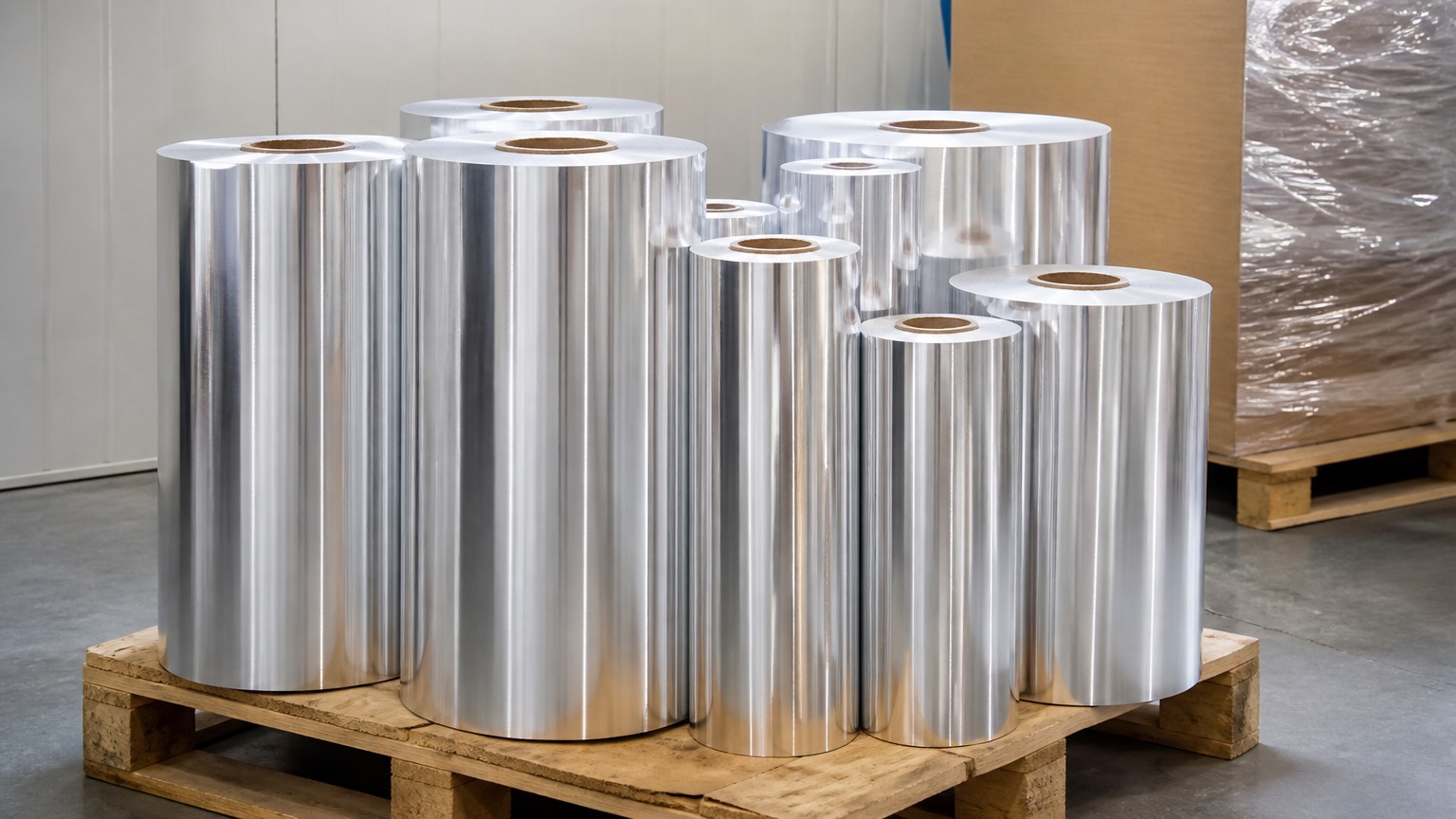 aluminum 8011 vs 1235 - finished household and converter aluminum foil rolls in the packaging area