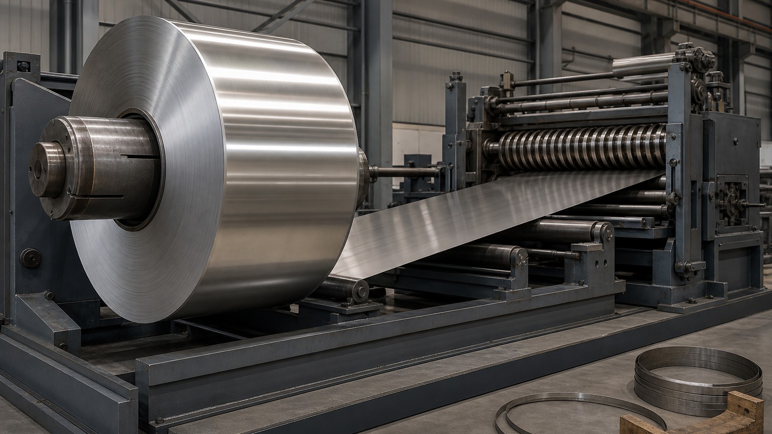 304 stainless steel coil 1.2mm - cold rolled stainless steel coil being processed on a slitting line