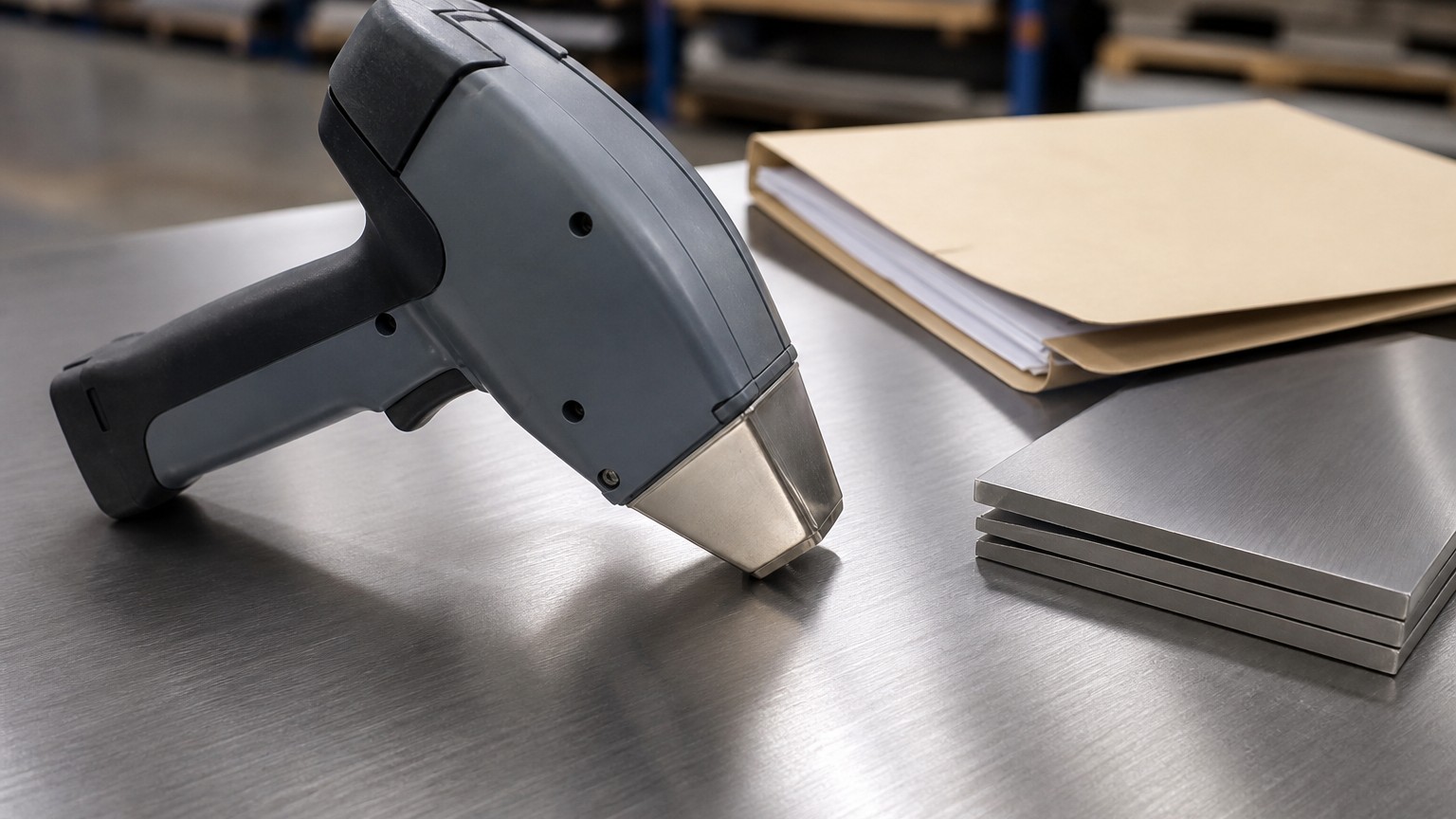 201 stainless steel vs 304 - handheld alloy analyser verifying stainless steel sheet chemistry in a warehouse