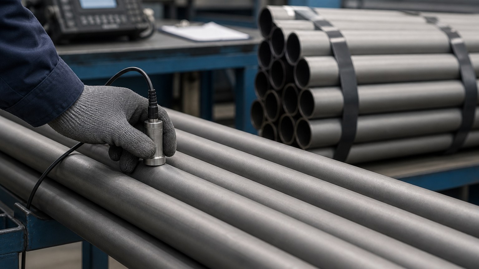 boiler steel pipe inspection - ultrasonic testing of seamless boiler tubes before packing