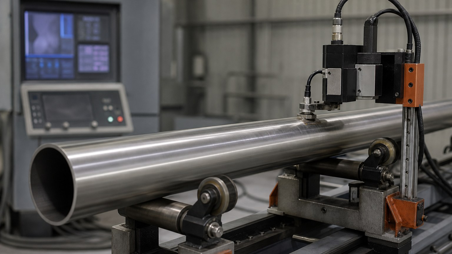petrochemical steel pipe inspection - ultrasonic testing of seamless stainless steel pipe before packing