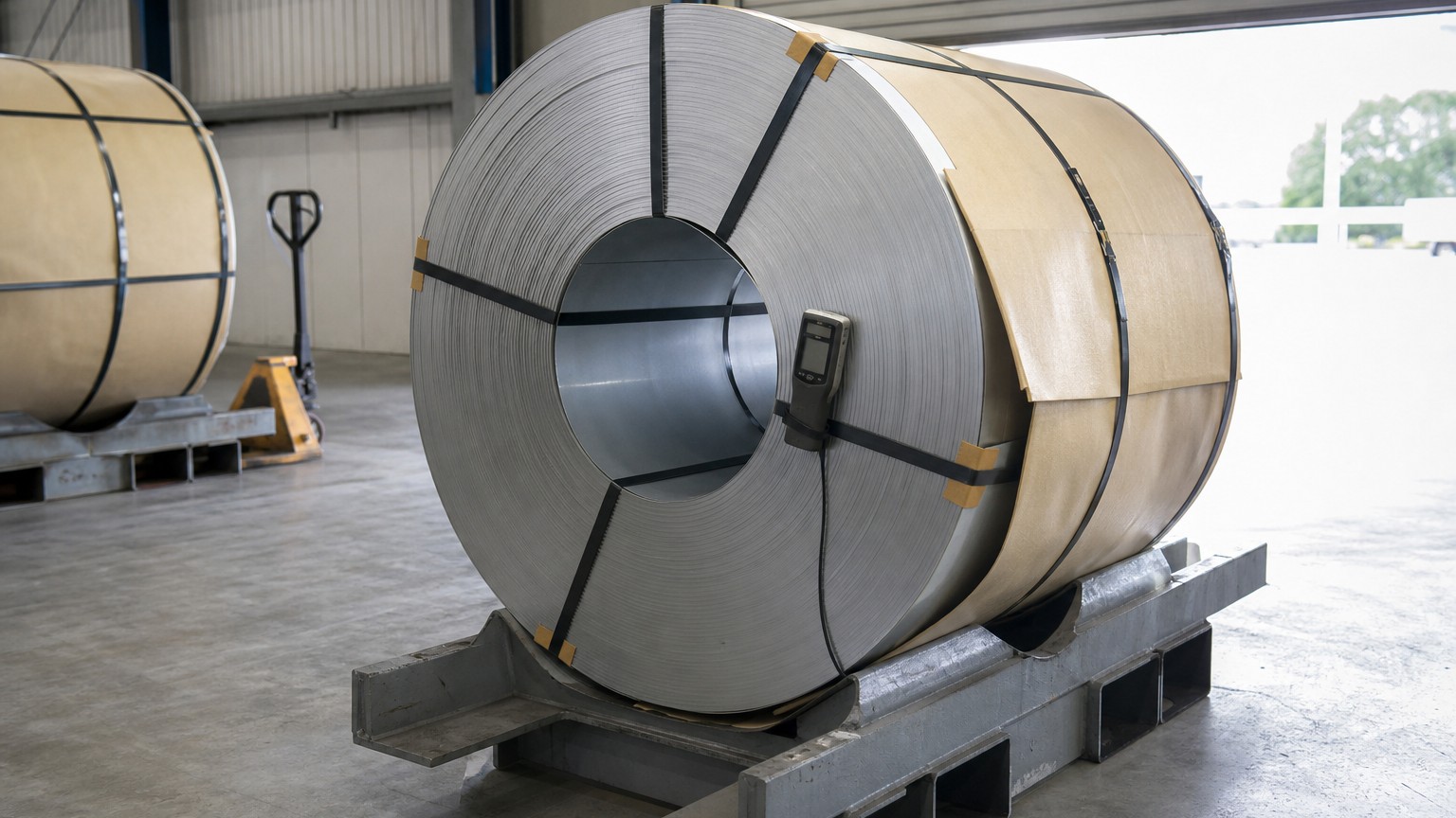 hot rolled vs cold rolled steel coil inspection - coil thickness measured and banded before shipment