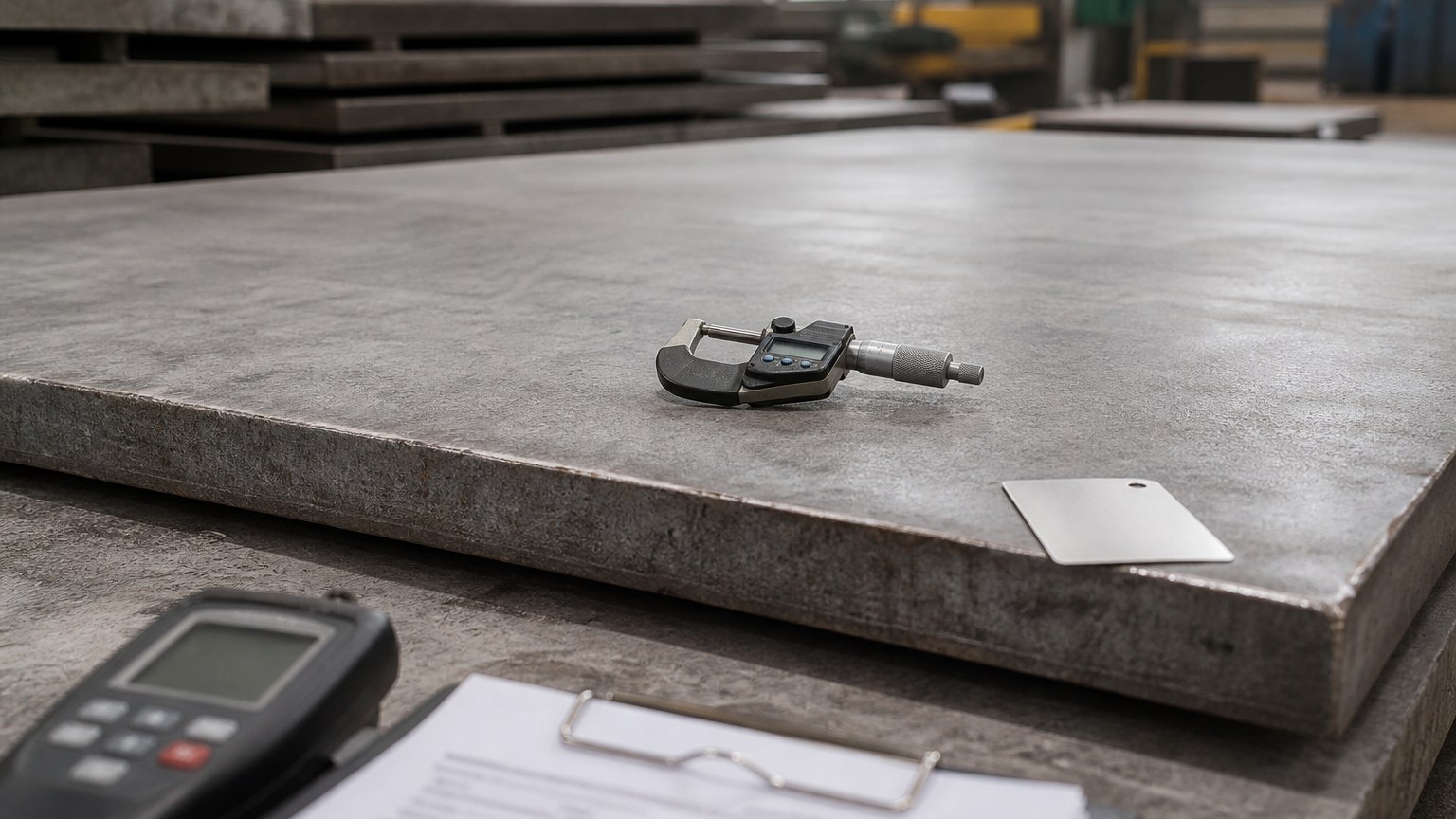 no.1 vs 2d stainless steel finish - surface and thickness inspection of a stainless steel plate before shipment