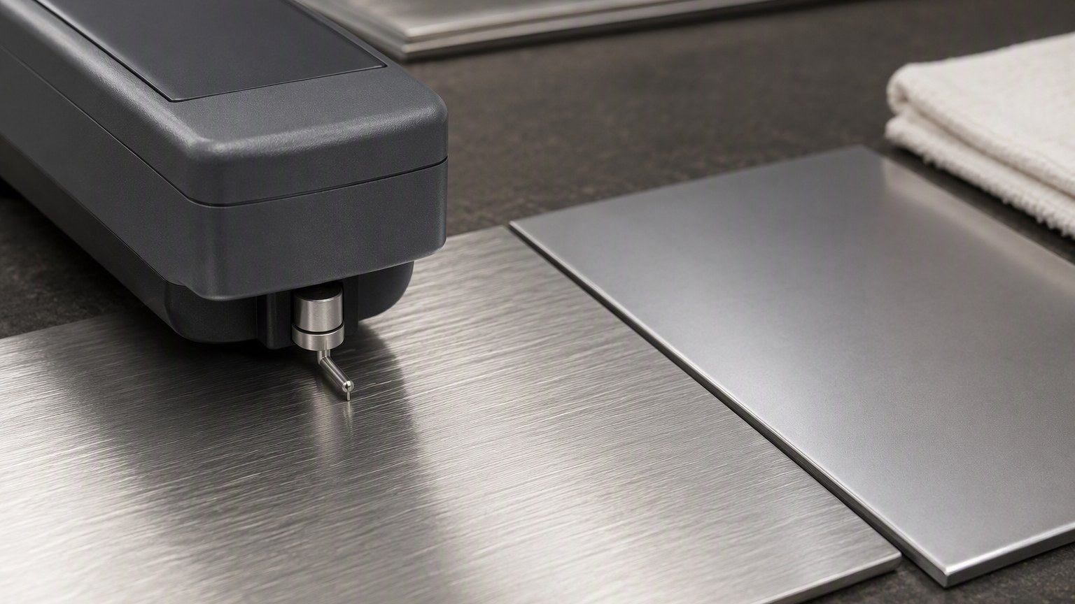 stainless steel surface finish - surface roughness measured on a brushed stainless steel sheet with a profilometer