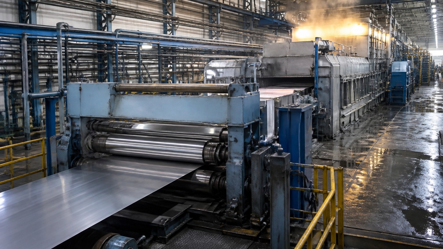 stainless steel quality test - stainless steel strip passing through a cold rolling and annealing line before mechanical testing