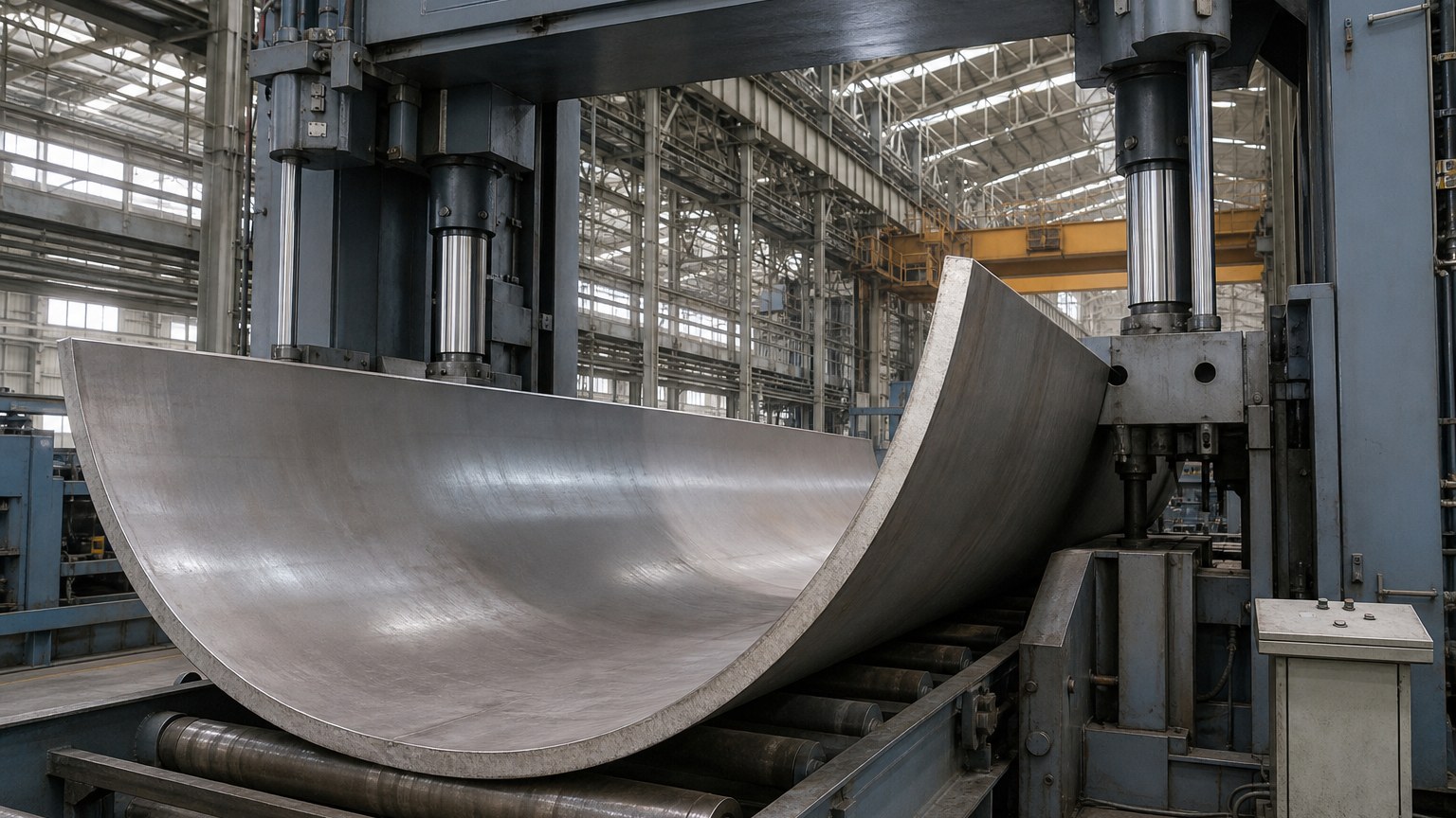 lsaw vs ssaw pipe comparison - JCO forming press bending steel plate into an LSAW pipe shell