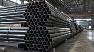 pipe weight per meter - seamless steel pipe bundles stacked in a mill warehouse