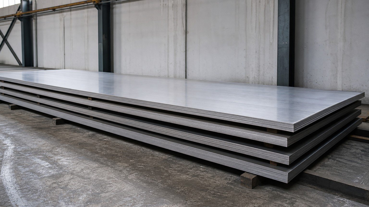 stainless steel density - stacked 304 stainless steel plates in 2B finish at a steel service centre