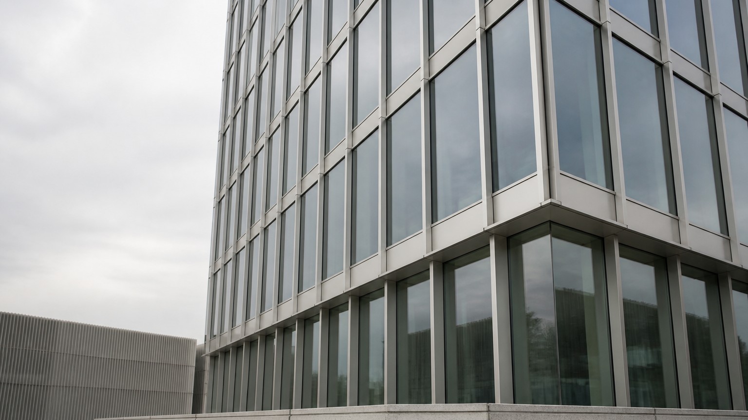 anodized aluminum curtain wall and window frames on a commercial building