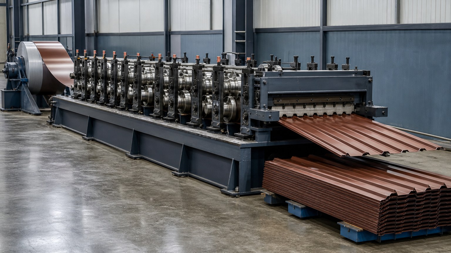 corrugated vs trapezoidal roofing sheet - roll forming line producing profiled color coated roofing sheet from steel coil