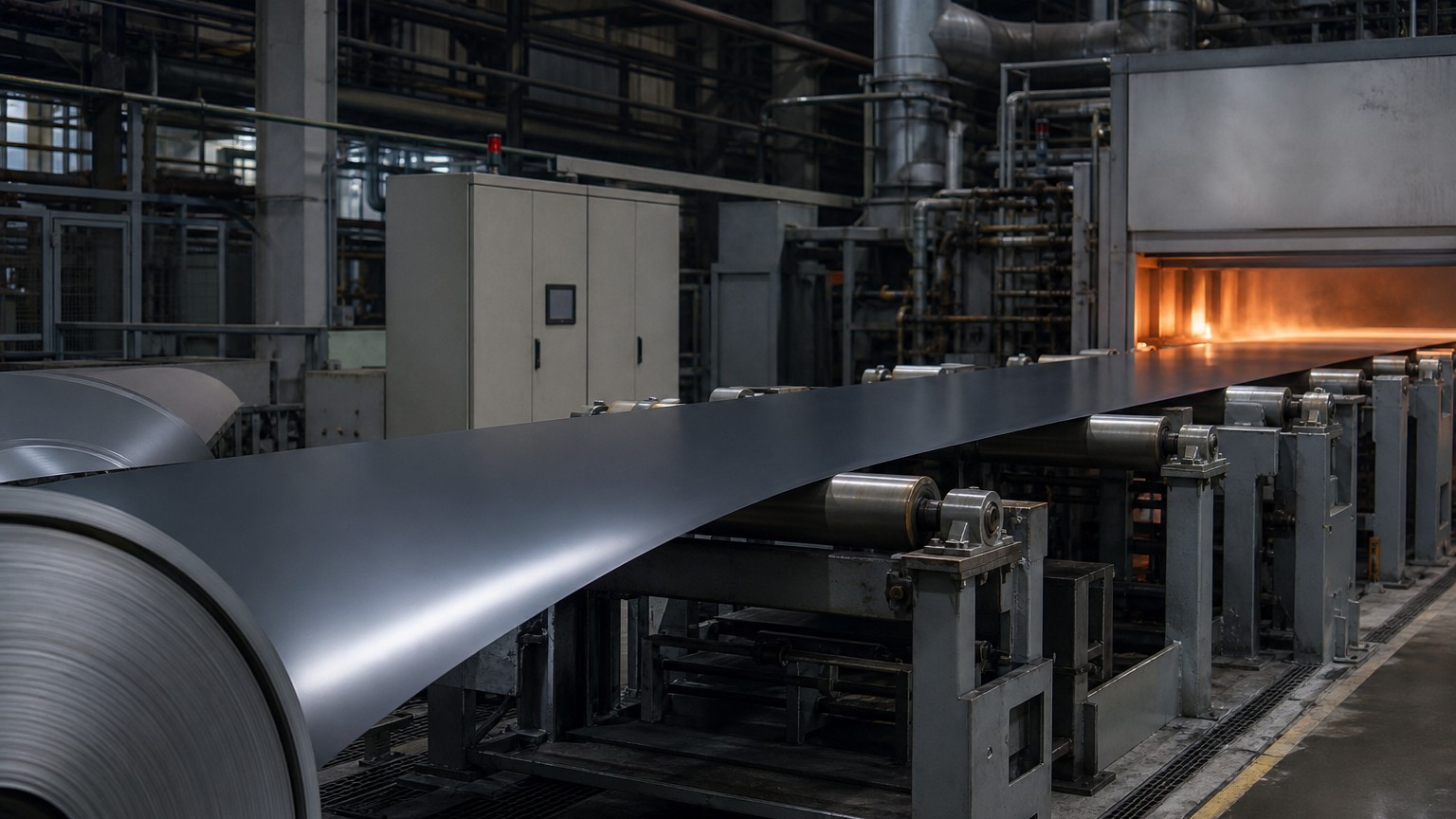 metal roofing lifespan - continuous coil coating line applying paint film to steel strip before roll forming into roofing sheet