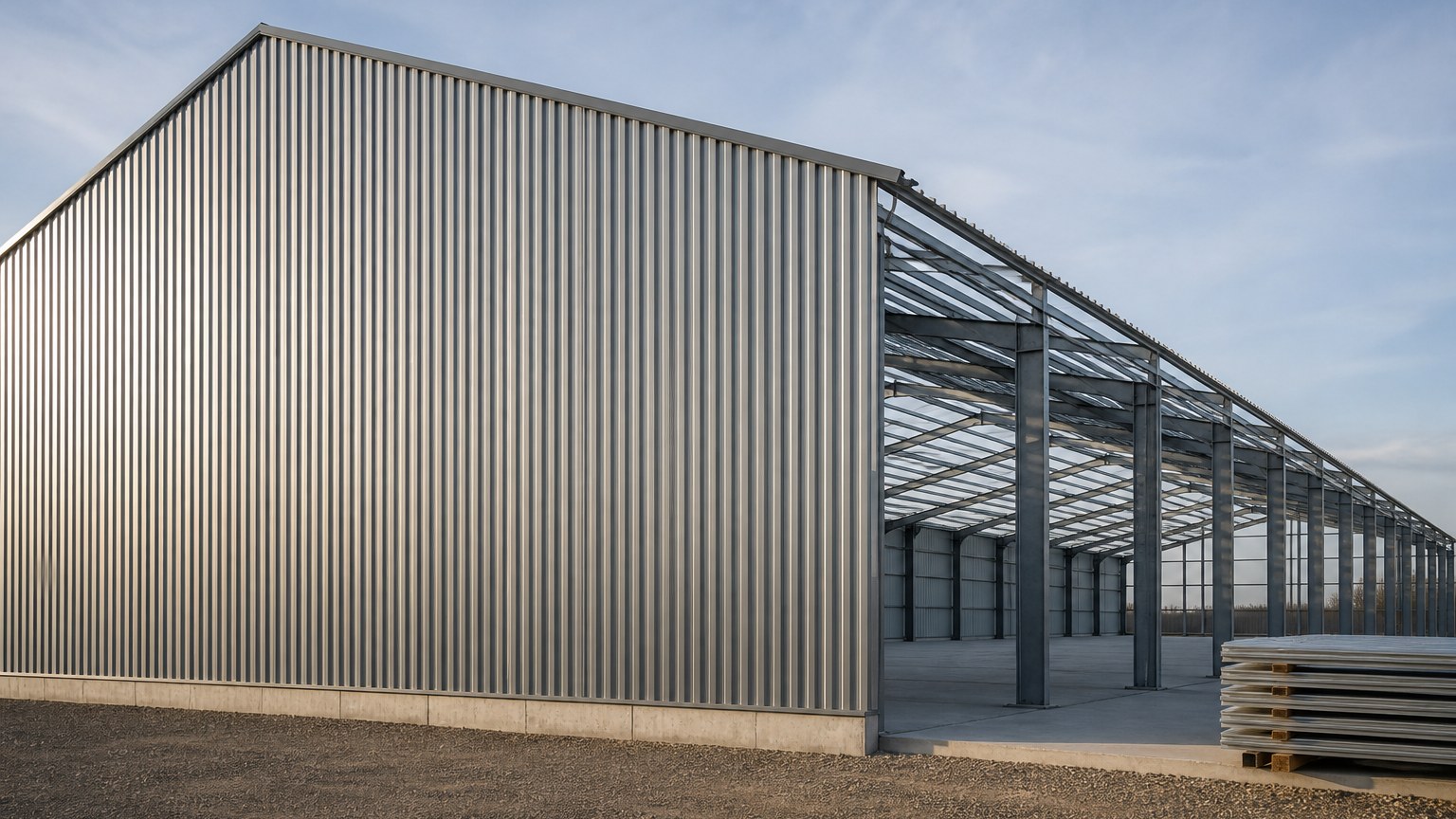 galvanized steel coil - galvanized profiled sheet fixed as roofing and wall cladding on an industrial building