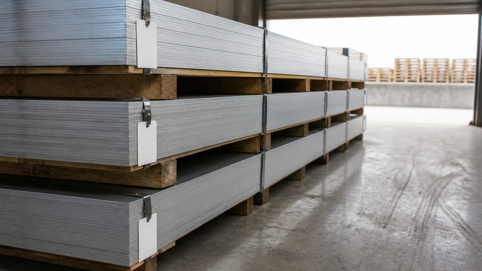 stainless steel PMI testing - verified stainless steel plates packed and labeled for export shipment