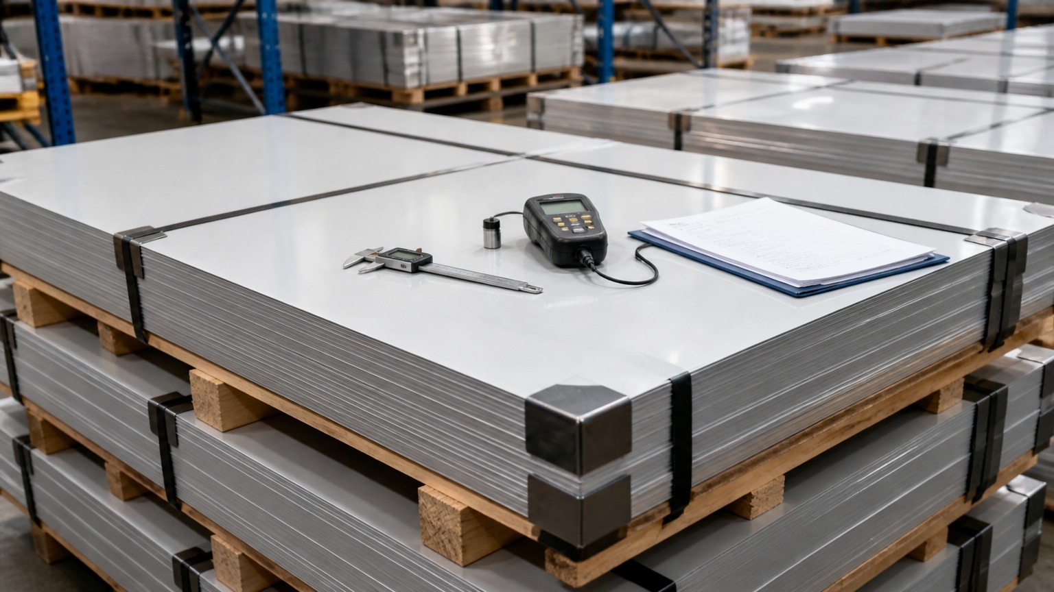 hot rolled vs cold rolled stainless steel - 2B finish stainless steel plates measured and strapped for export packing