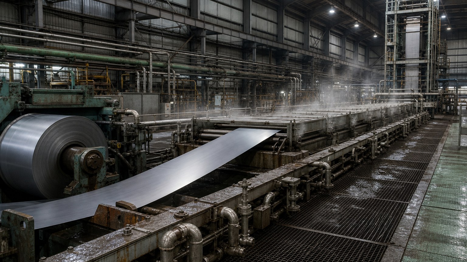 pickled and oiled steel - continuous pickling line dissolving mill scale from steel strip before oiling